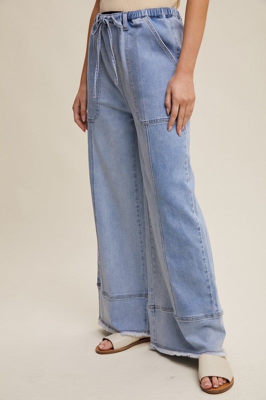 RELAXED WIDE LEG DENIM PANTS