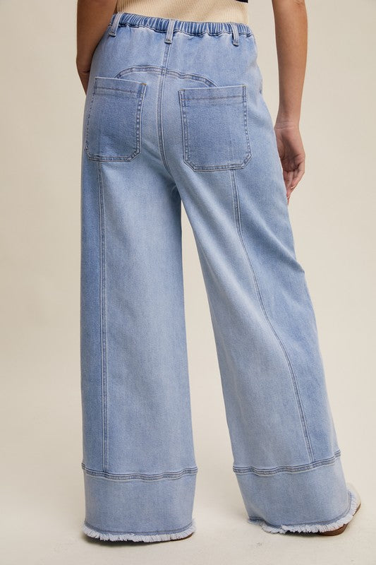 RELAXED WIDE LEG DENIM PANTS