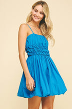 BUBBLE HEMLINE DRESS--BLUE