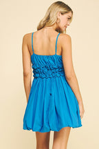 BUBBLE HEMLINE DRESS--BLUE