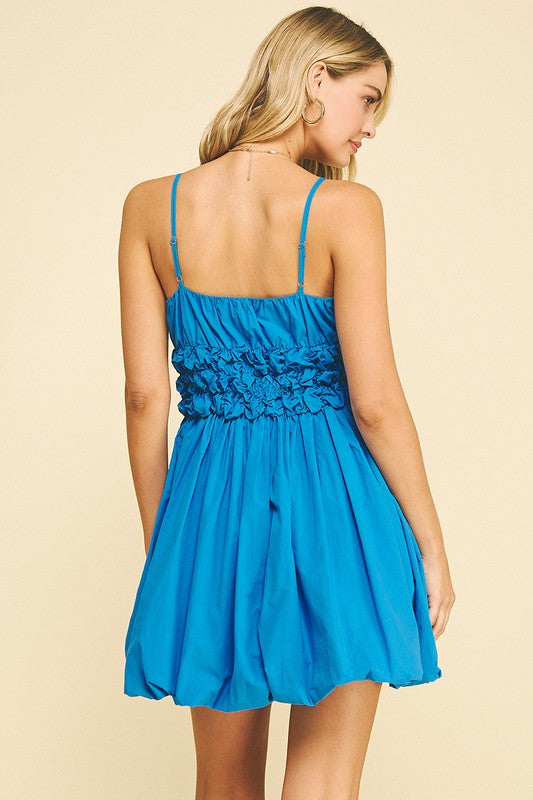 BUBBLE HEMLINE DRESS--BLUE