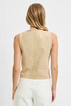 RISEN BUTTON DOWN VEST--LATTE