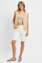 RISEN BUTTON DOWN VEST--LATTE
