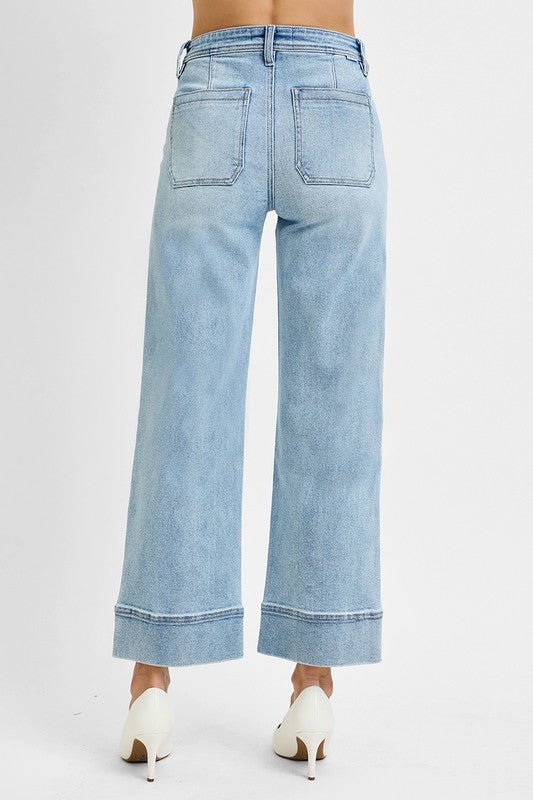 RISEN HIGH RISE CROP WIDE JEANS--NEW LIGHT