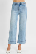 RISEN HIGH RISE CROP WIDE JEANS--NEW LIGHT