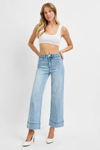 RISEN HIGH RISE CROP WIDE JEANS--NEW LIGHT