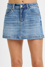 RISEN HIGH RISE SKORT--MEDIUM WASH