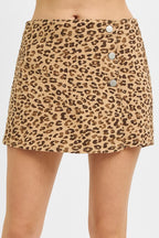 HIGH RISE BUTTON DOWN SKORTS--CAMEL