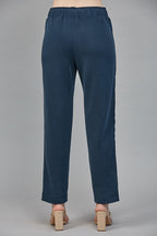 CONTRAST SATIN TRIM LOUNGE PANTS--NAVY