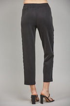 CONTRAST SATIN TRIM LOUNGE PANTS--BLACK