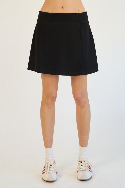 ULTRA SOFT SIDE SLIT SKORT--BLACK