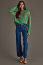 FA LA LA SWEATER--GREEN & PINK