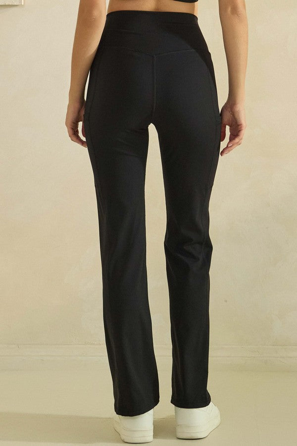 BUTTER STRAIGHT LEG LEGGINGS-- BLACK