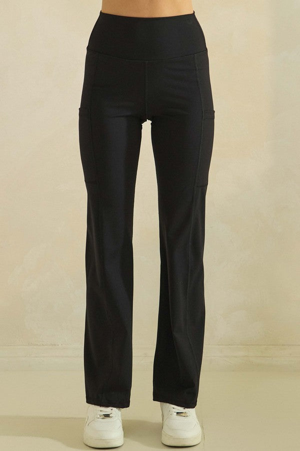 BUTTER STRAIGHT LEG LEGGINGS-- BLACK