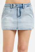 RISEN LOW RISE SKORT--LIGHT WASH