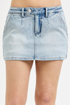 RISEN LOW RISE SKORT--LIGHT WASH