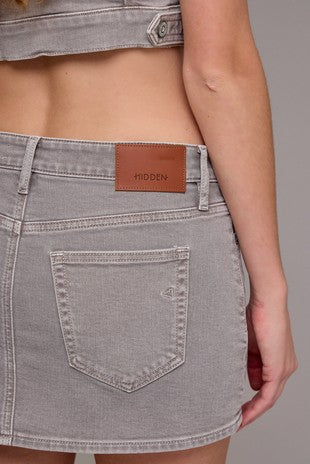 HIDDEN LOW RISE MINI SKIRT--GRAVEL