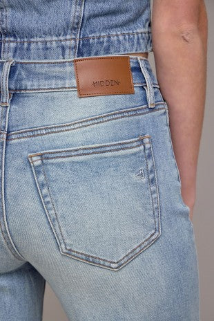 HIDDEN HIGH RISE CUFFED WIDE STRAIGHT LEG--VINTAGE WASH