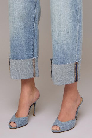 HIDDEN HIGH RISE CUFFED WIDE STRAIGHT LEG--VINTAGE WASH