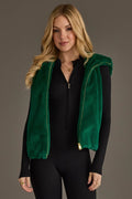 FAUX FUR VEST--GREEN