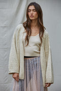 ROMANIA OPEN FRONT CARDIGAN--LIGHT BEIGE