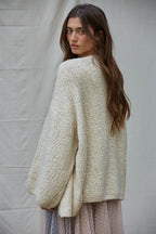 ROMANIA OPEN FRONT CARDIGAN--LIGHT BEIGE