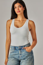 DOUBLE LAYERED TANK BODYSUIT--WHITE