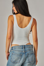 DOUBLE LAYERED TANK BODYSUIT--WHITE