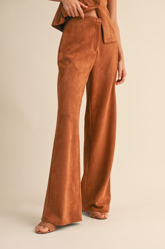 BUTTON DOWN SUEDE VEST--CAMEL