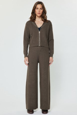 WIDE LEG SWEATER KNIT PANTS--BROWN
