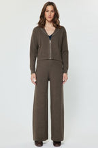 WIDE LEG SWEATER KNIT PANTS--BROWN