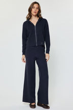 WIDE LEG SWEATER KNIT PANTS--NAVY