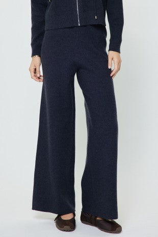 WIDE LEG SWEATER KNIT PANTS--NAVY