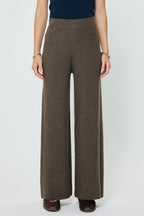 WIDE LEG SWEATER KNIT PANTS--BROWN