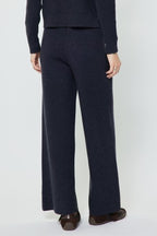 WIDE LEG SWEATER KNIT PANTS--NAVY