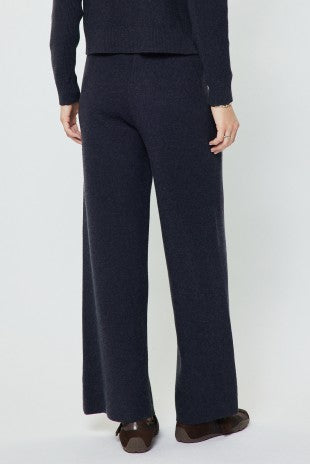 WIDE LEG SWEATER KNIT PANTS--NAVY
