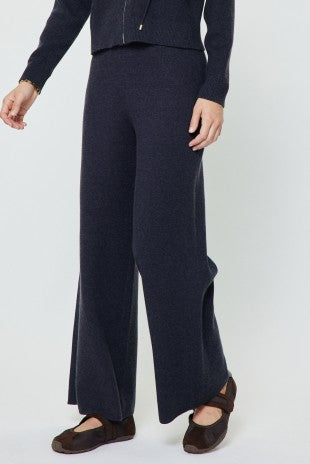 WIDE LEG SWEATER KNIT PANTS--NAVY