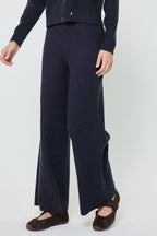 WIDE LEG SWEATER KNIT PANTS--NAVY
