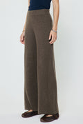 WIDE LEG SWEATER KNIT PANTS--BROWN