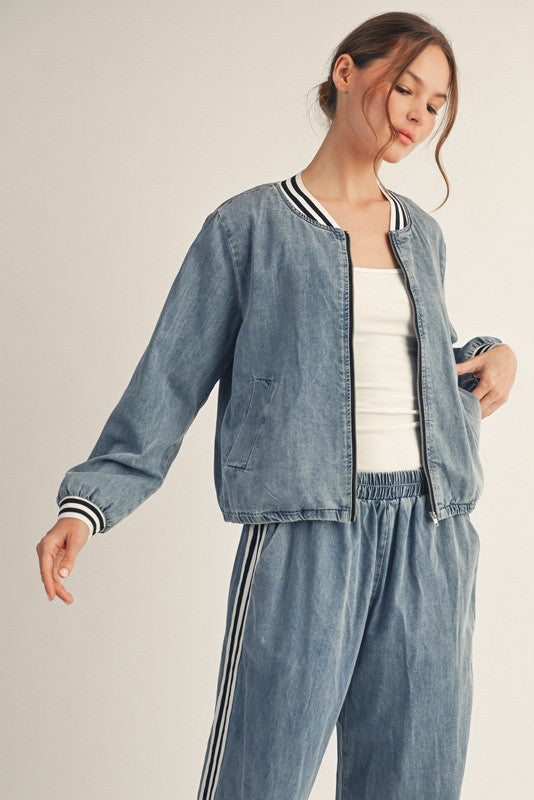 FRONT ZIP UP WASHED DENIM JACKET – Simply Jayne Boutique LLC