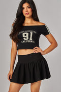 RUFFLE MINI SKORT SKIRT--BLACK