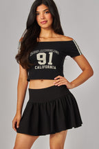 RUFFLE MINI SKORT SKIRT--BLACK