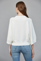 REGLAN SHORT WIDE SLEEVE LIGHTWEIGHT SWEATER--CREAM