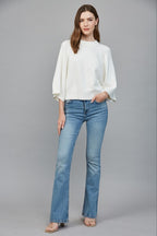 REGLAN SHORT WIDE SLEEVE LIGHTWEIGHT SWEATER--CREAM