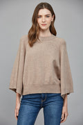 RAGLAN SHORT WIDE SLEEVE LIGHTWEIGHT SWEATER--MOCHA