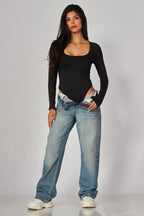 CONTOUR SCOOP NECK BODYSUIT--BLACK