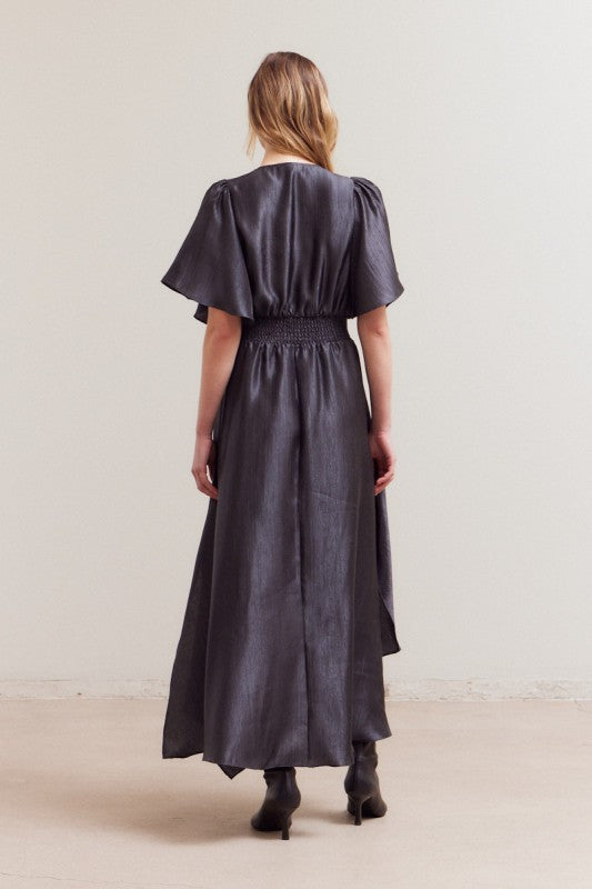 UNBALANCED TEXTURED DRESS--MIDNIGHT