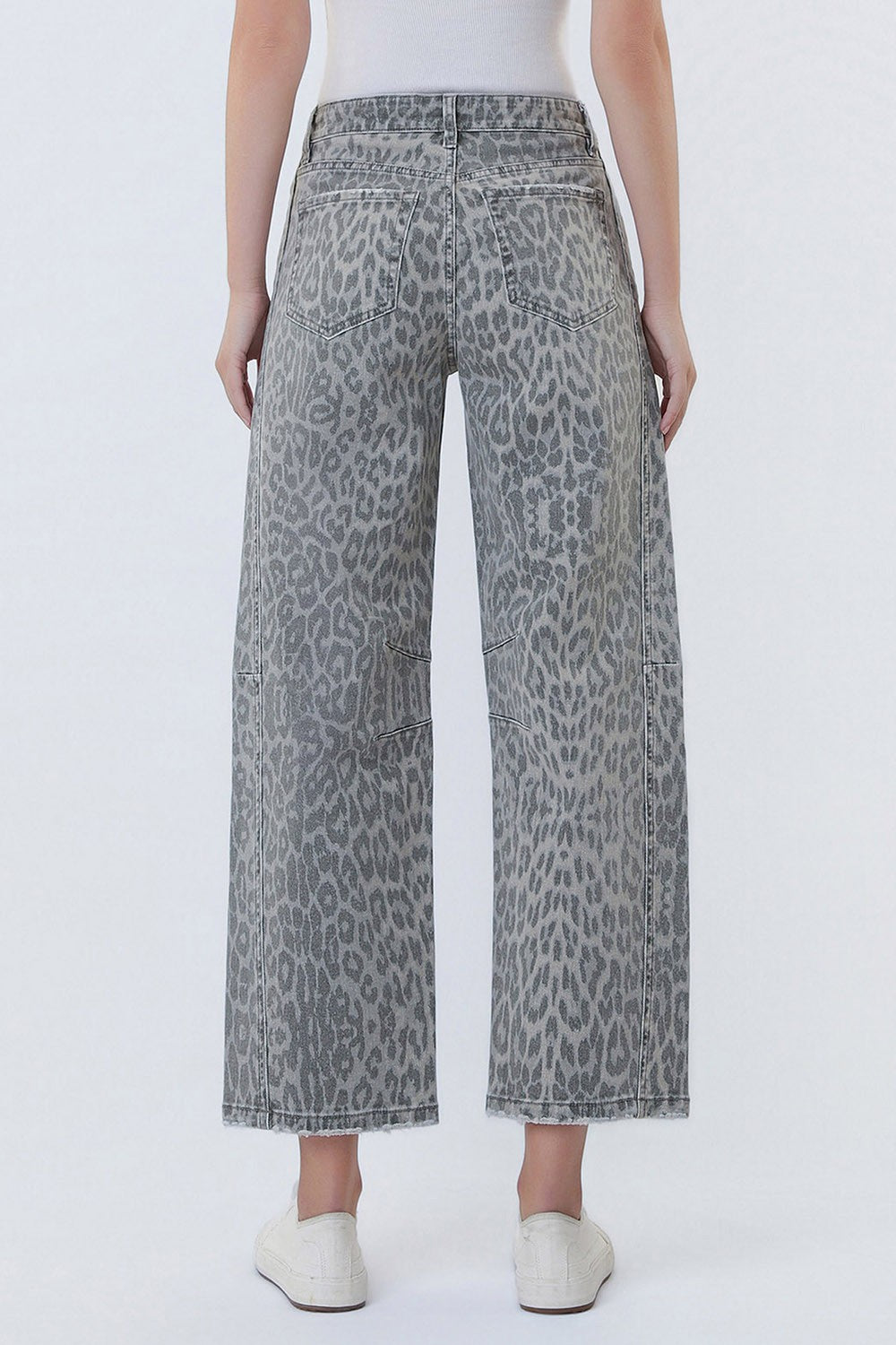 VERVET LEOPARD BARREL WITH DRAWSTRING--GREY