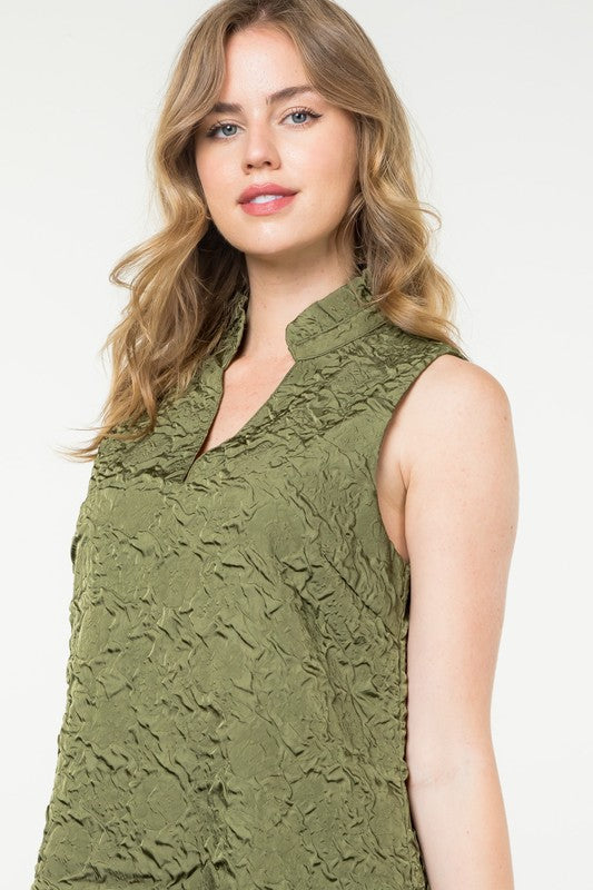 TRUE TO ME TEXTURED DRESS--OLIVE GREEN