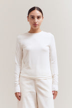 LONG SLEEVE MODAL TEE--OFF WHITE